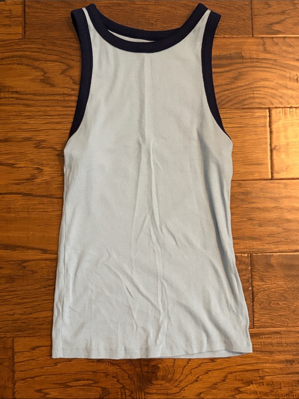 Women’s Light Blue Tank Top with Navy Trim